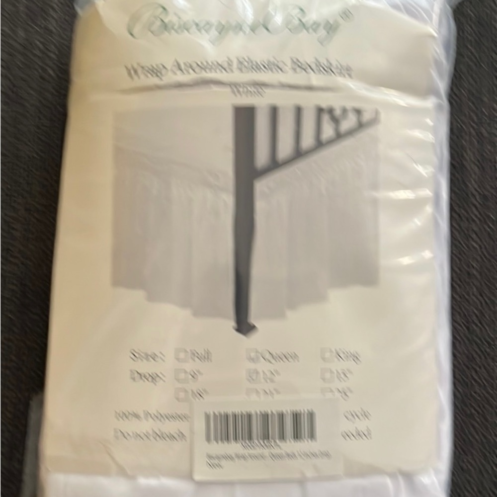 Biscayne Bay white wrap around not split corners queen bedskirt with a 12” drop